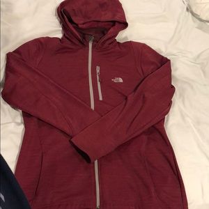 North Face thin fleece lined dark pink jacket